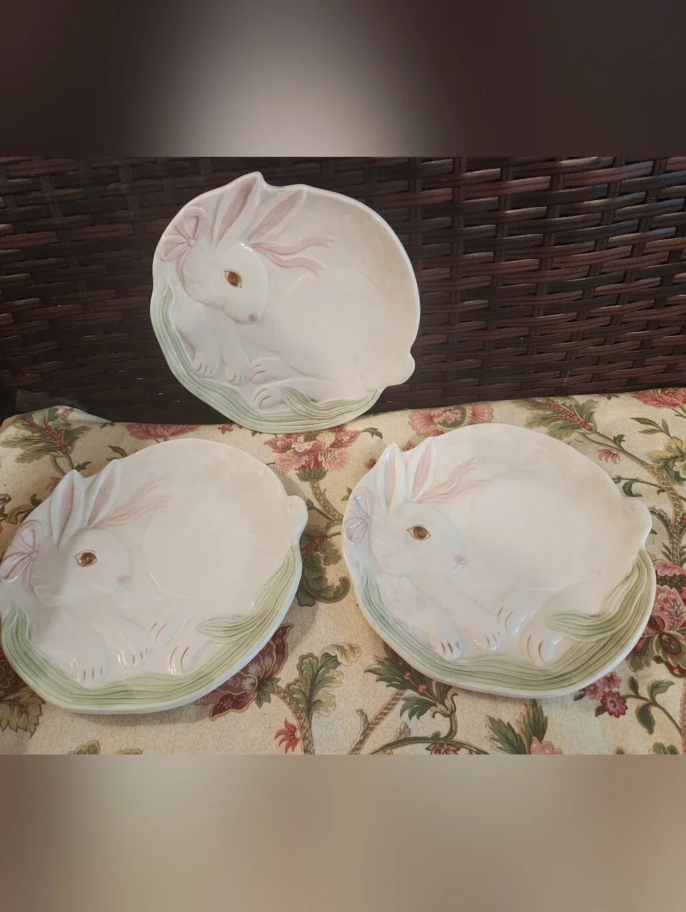 3 TAKAHASHI Hand Painted Bunny Rabbit Shape Vtg 8